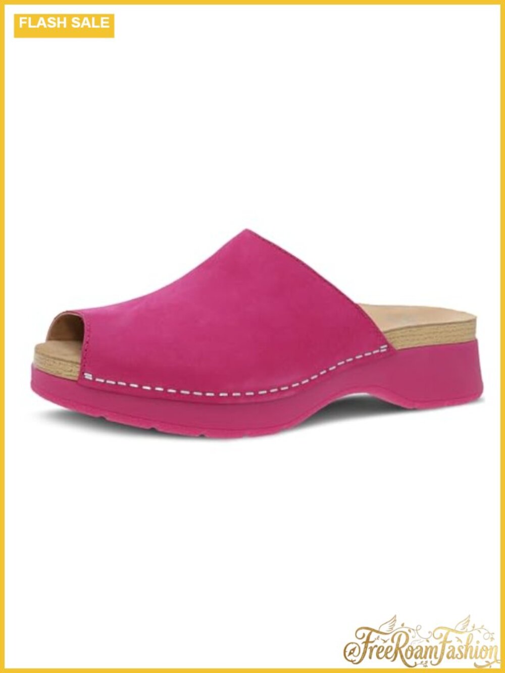 Dansko Ravyn Peep Toe Milled Nubuck Slide Sandal Comfort Platform